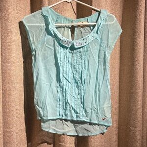 Hollister Women's Aqua Embellished Blouse